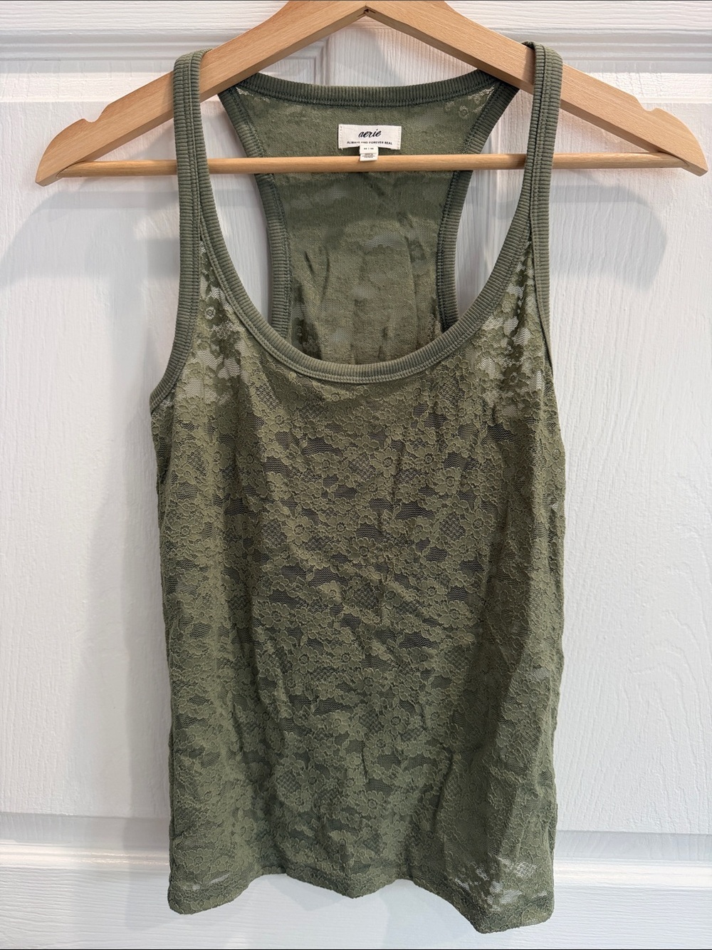aerie Olive Green Lace Racerback Camisole